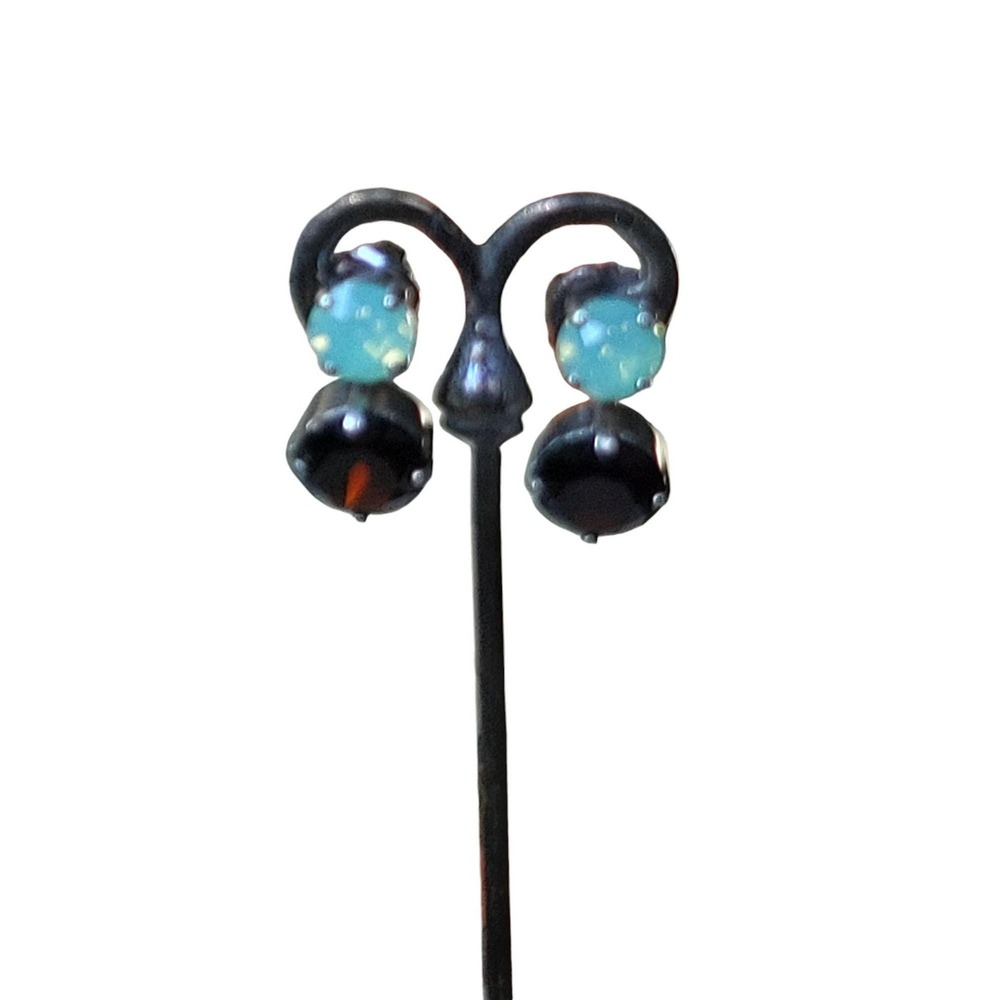Sorrelli Crystal Double Stone Post Pierced Earrings Vintage 3/4 Inch Studs